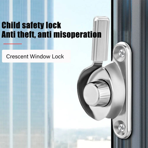 Crescent Lock for Doors and Windows,Gate Latch Slide Bolt Latches Lock,Safety Double Sided Gate Hardware,Left and Right Silvery