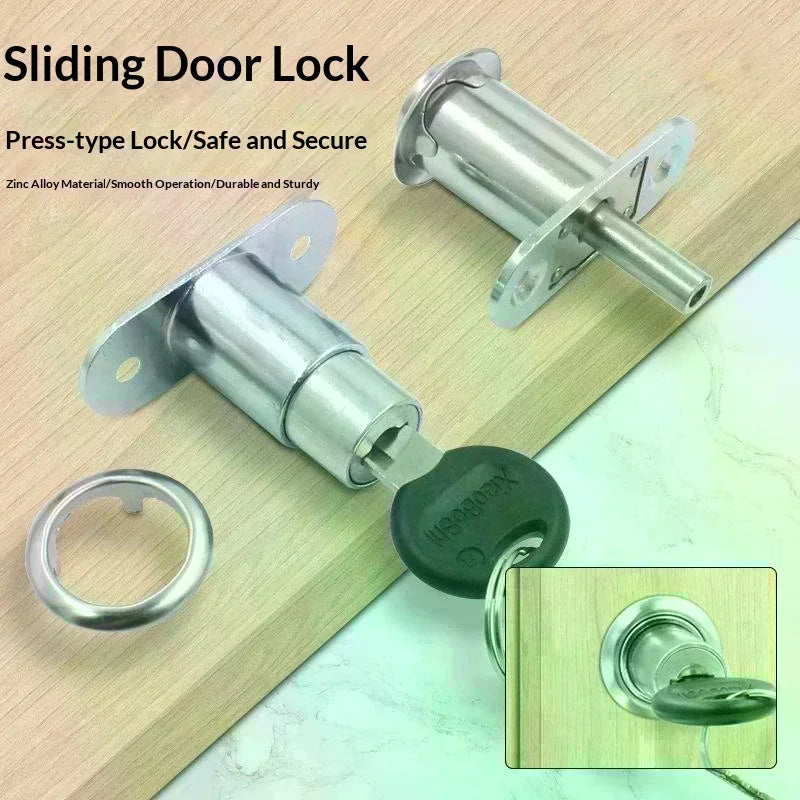 Press Type Sliding Door Lock Zinc Alloy Plunger Lock For Cabinet Drawer And Wardrobe Security