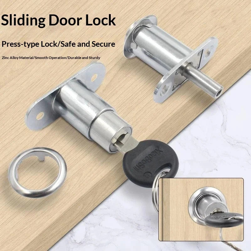Press Type Sliding Door Lock Zinc Alloy Plunger Lock For Cabinet Drawer And Wardrobe Security